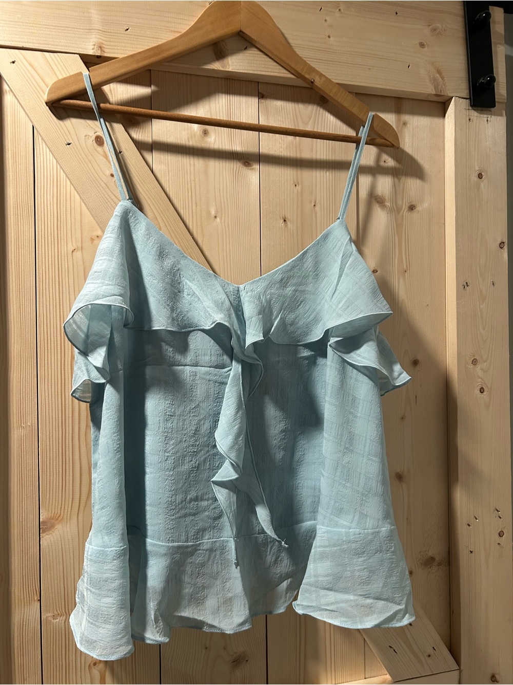 LOFT Light Blue Ruffle Spaghetti Strap Cami